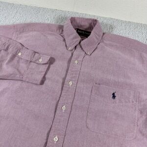 Ralph Lauren Big Shirt Mens Large Pink Oxford‎ Long Sleeve Button Down Pony